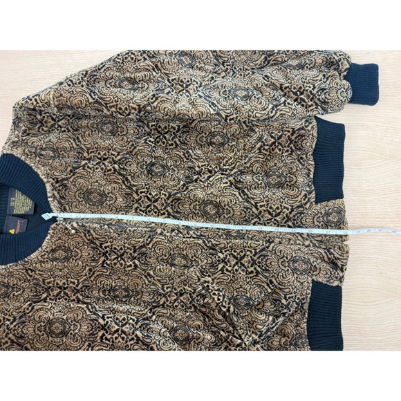 Lizsport Vintage Bomber Jacket Gold Black Patterned Petite Small - Picture 9 of 12